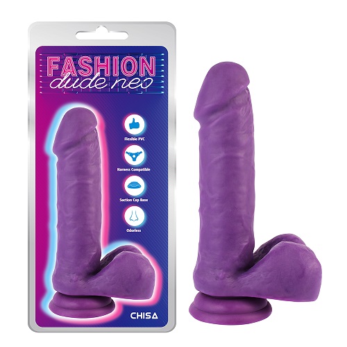 7.6'' Çift Yoğunluklu Horoz Dildo Mor