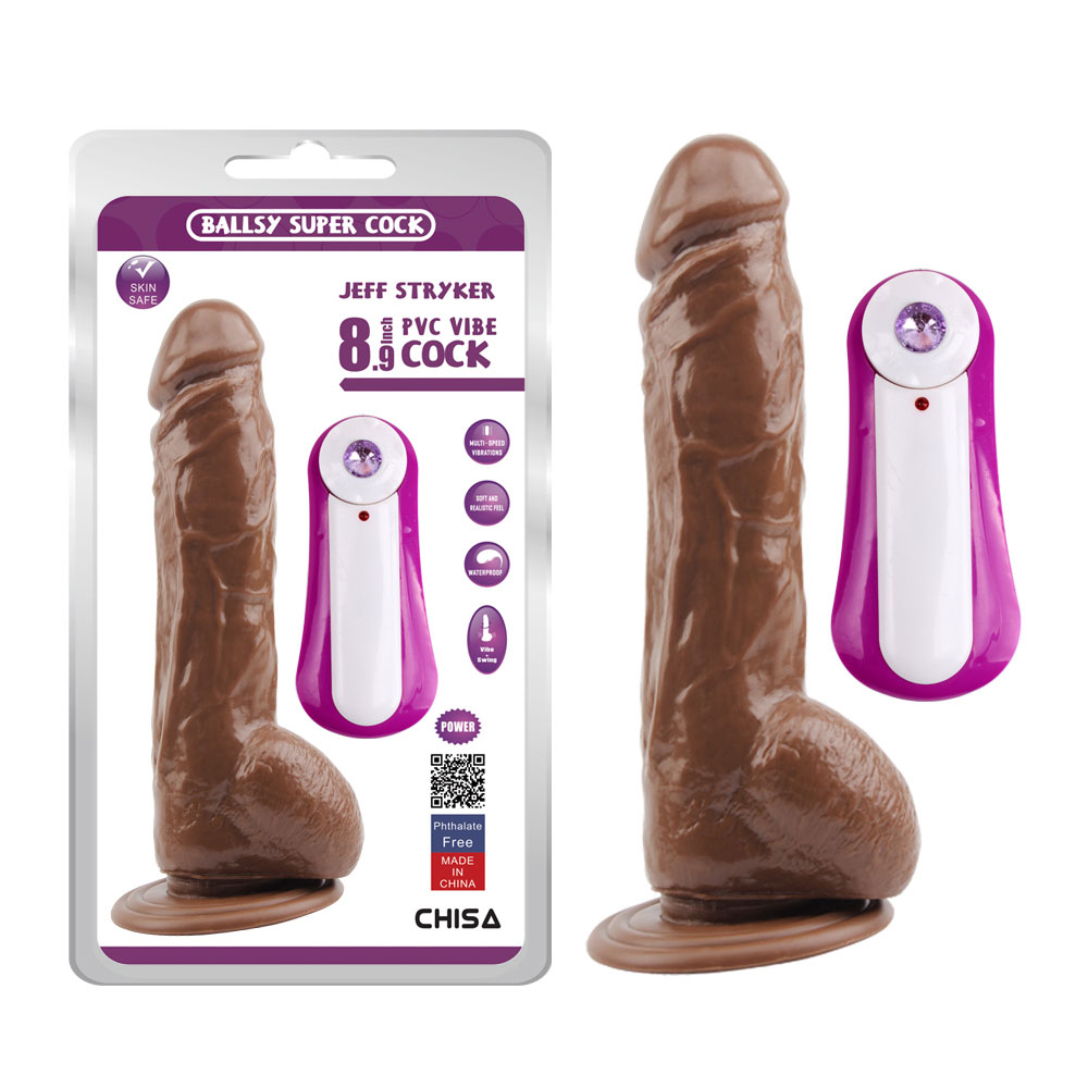 JEFF STRYKER 8.9 Titreşimli Dildo-Kahverengi